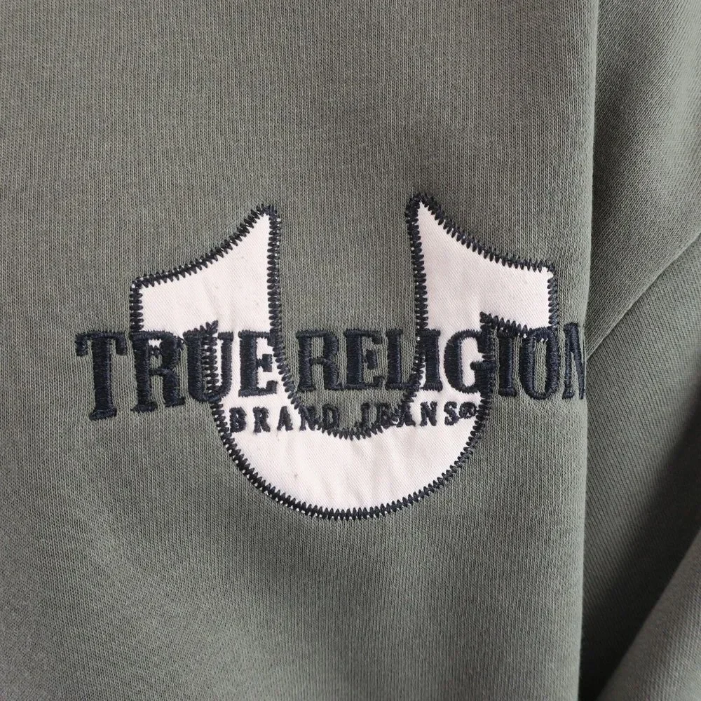 True Religion Quarter Zip Pullover Sweater Mens Large‎ Green